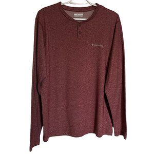 Columbia Heather Maroon Thistletown Park Long Sleeve Men's Henley Top Size M
